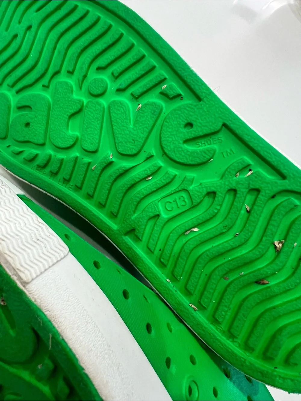 Native Kids Slip-On Water Shoes in Green with White Toe